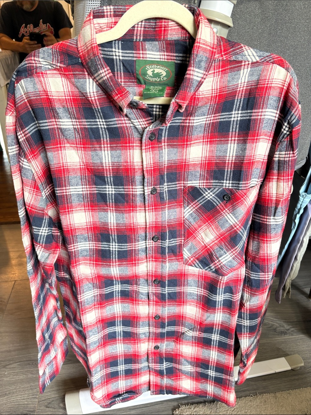 Stillwater Supply Co. Men's Red & Navy Plaid Button-Down Shirt